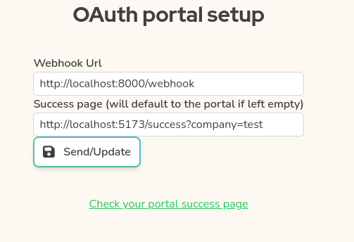 OAuth portal settings